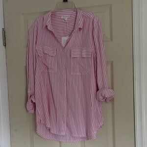 Beachlunchlounge Pink and White Striped Shirt